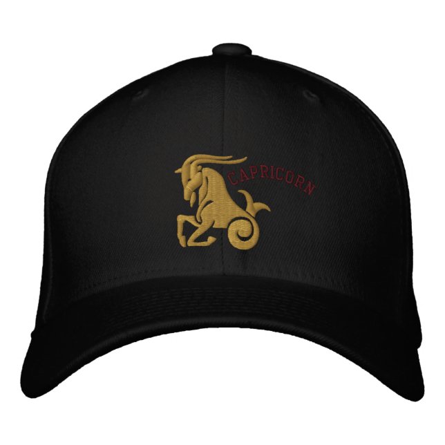 Capricorn Zodiac Sign Embroidery Dec 22 - Jan 19 Embroidered Hat (Front)