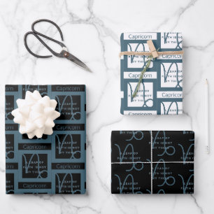 Capricorn Zodiac Sign Fun Quote Blue Text Birthday Wrapping Paper Sheet