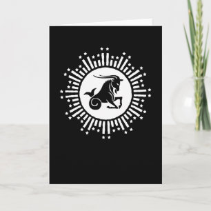 Capricorn Zodiac Sign Goat Cosmic Starburst Design Card