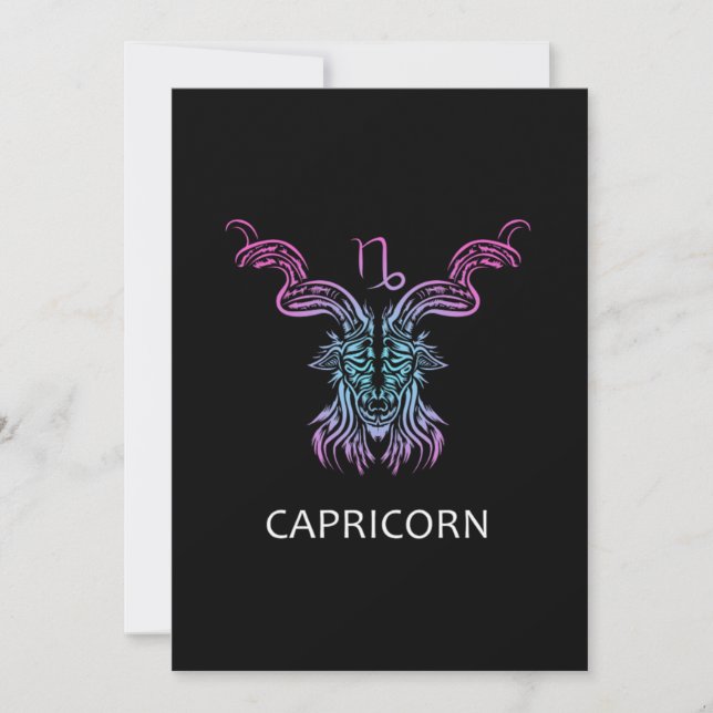 Capricorn Zodiac Sign Goat Design Birthday Gift Invitation (Front)