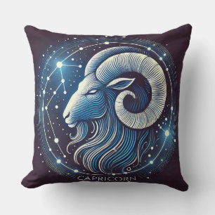 Capricorn Zodiac Sign Illustration Cushion