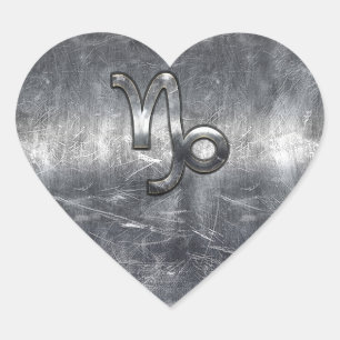 Capricorn Zodiac Sign in grunge distressed  style Heart Sticker