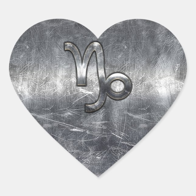 Capricorn Zodiac Sign in grunge distressed  style Heart Sticker (Front)