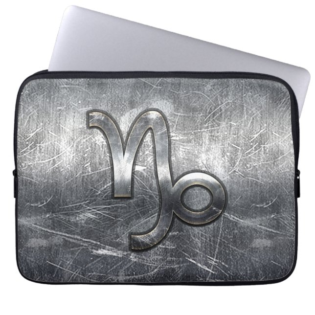 Capricorn Zodiac Sign in grunge distressed  style Laptop Sleeve (Front)