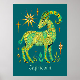 Capricorn Zodiac Sign in Intricate Patterns