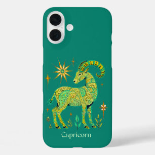 Capricorn Zodiac Sign in Intricate Patterns iPhone 16 Plus Case