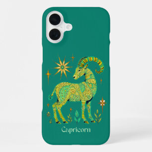 Capricorn Zodiac Sign in Intricate Patterns iPhone 16 Plus Case