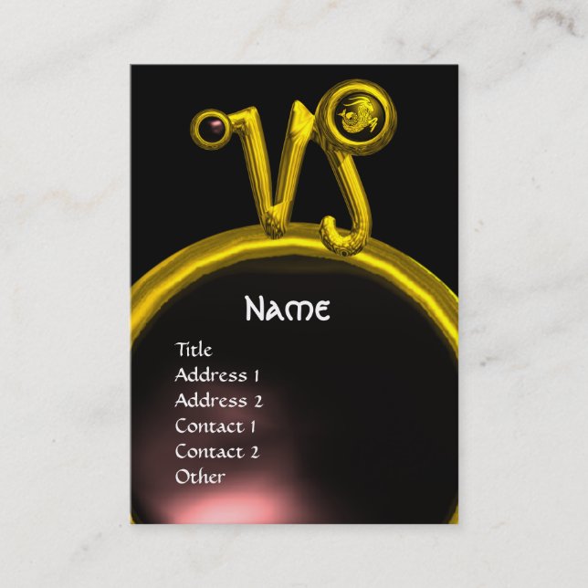 CAPRICORN ZODIAC SIGN JEWEL MONOGRAM BUSINESS CARD (Front)