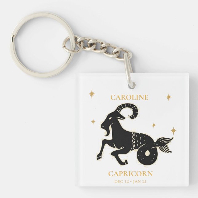 Capricorn  Zodiac Sign Name Astrological Gift Key Ring (Front)