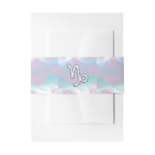 Capricorn Zodiac Sign on Mother of Pearl Nacre Invitation Belly Band