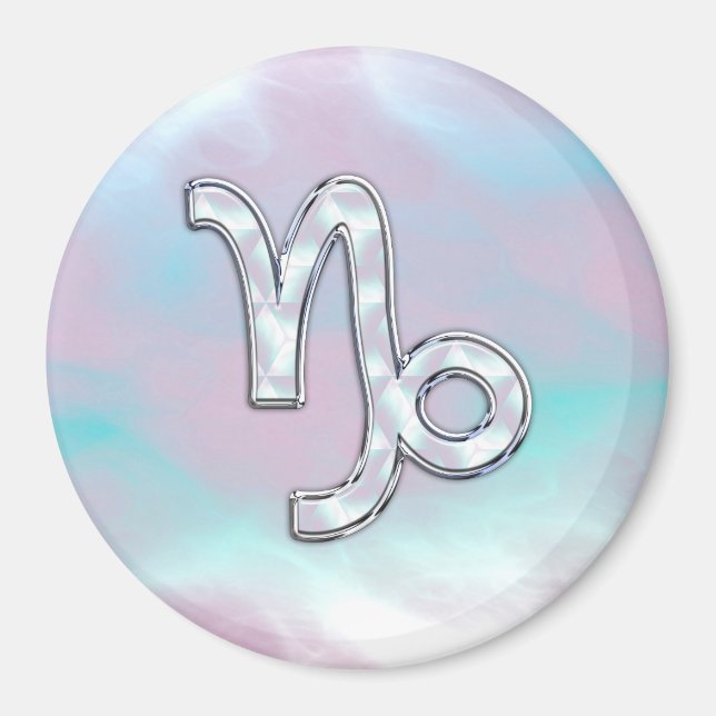 Capricorn Zodiac Sign on Mother of Pearl Style Magnet (Front)