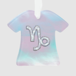 Capricorn Zodiac Sign on Mother of Pearl Style Ornament