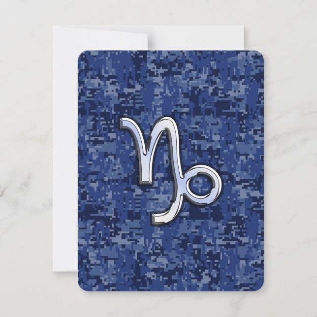 Capricorn Zodiac Sign on navy blue digital camo (Front)