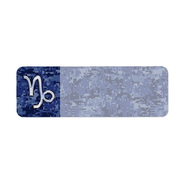 Capricorn Zodiac Sign on navy blue digital camo (Front)