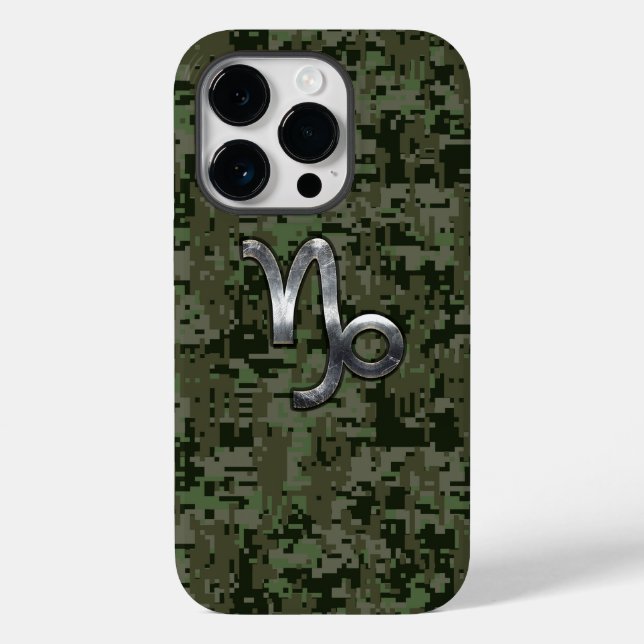 Capricorn Zodiac Sign on olive green camo Case-Mate iPhone Case (Back)