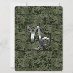 Capricorn Zodiac Sign on olive green digital camo
