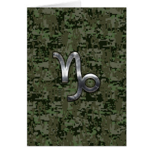 Capricorn Zodiac Sign on olive green digital camo