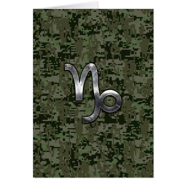 Capricorn Zodiac Sign on olive green digital camo (Front)