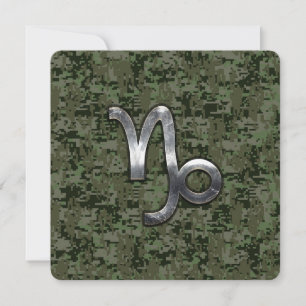 Capricorn Zodiac Sign on olive green digital camo