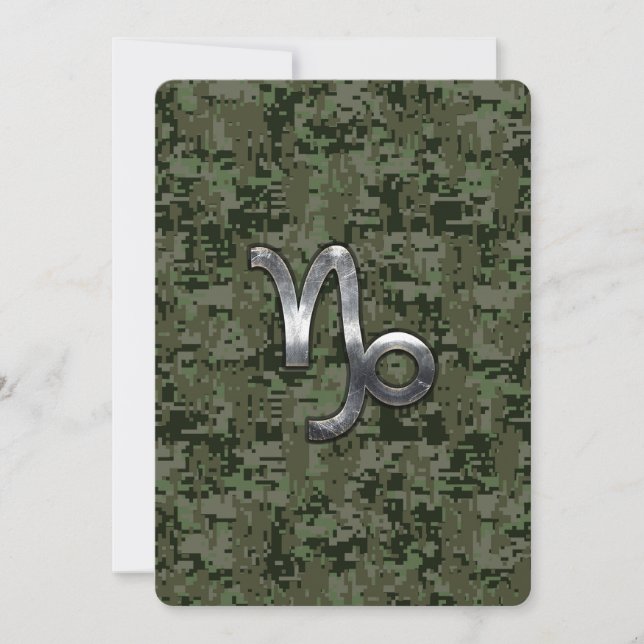 Capricorn Zodiac Sign on olive green digital camo (Front)