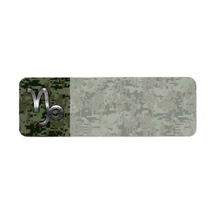 Capricorn Zodiac Sign on olive green digital camo