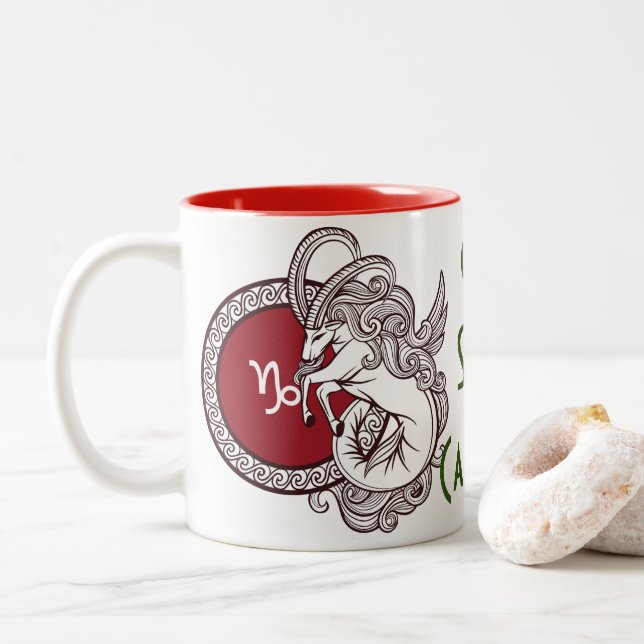 Capricorn zodiac sign personalised coffee mug (With Donut)
