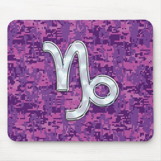 Capricorn Zodiac Sign Pink Digital Camouflage Mouse Mat (Front)