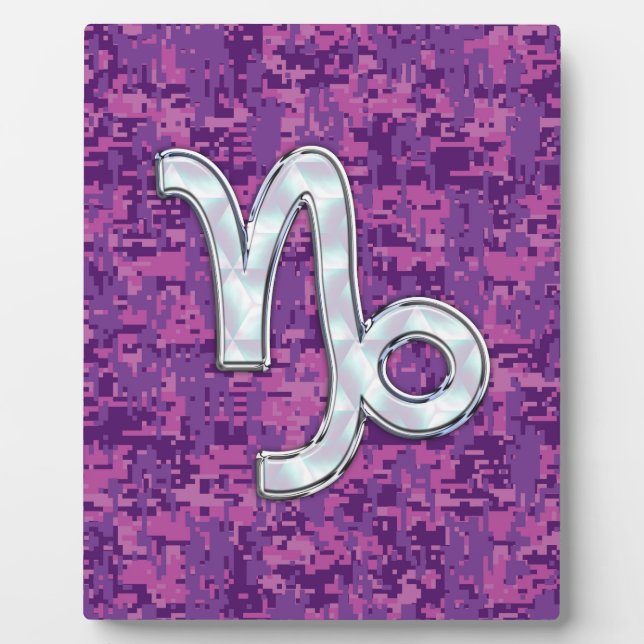 Capricorn Zodiac Sign Pink Digital Camouflage Plaque (Front)
