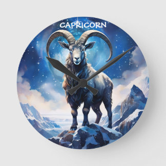 Capricorn Zodiac Sign Poster Round Clock