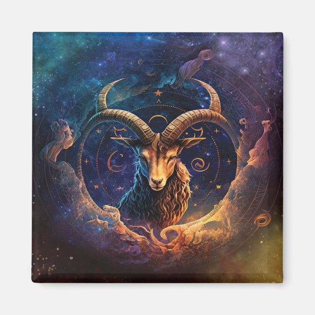 Capricorn Zodiac Sign Watercolor Design Magnet (Front)