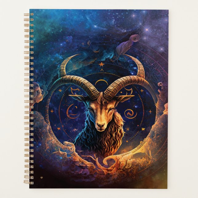 Capricorn Zodiac Sign Watercolor Design Planner (Front)