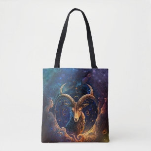 Capricorn Zodiac Sign Watercolor Design Tote Bag