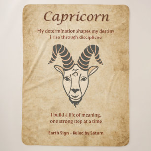 Capricorn Zodiac Sign with Affirmations Sherpa Blanket