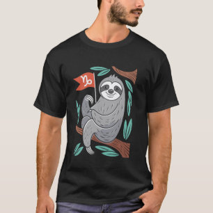Capricorn Zodiac Sloth Cosy Character Design T-Shirt
