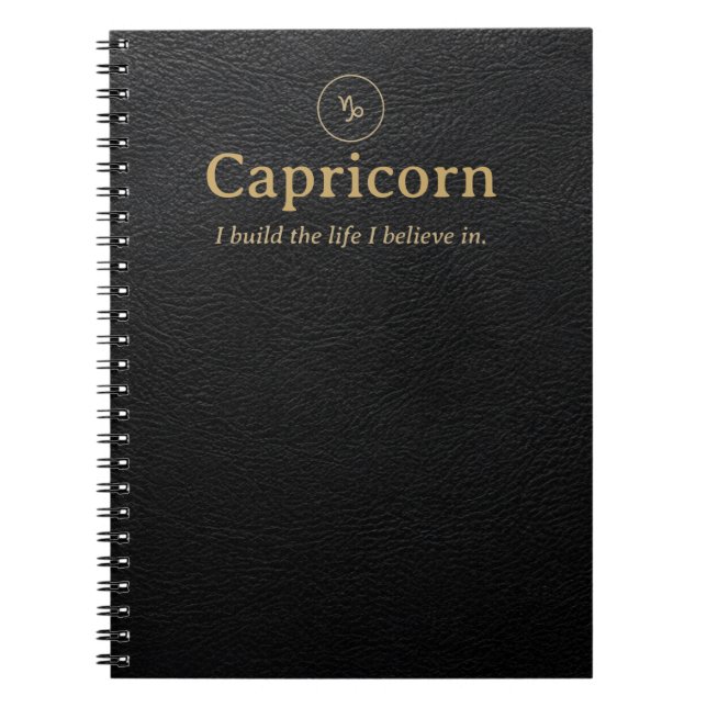 Capricorn Zodiac Spiral Notebook - Faux Leather (Front)