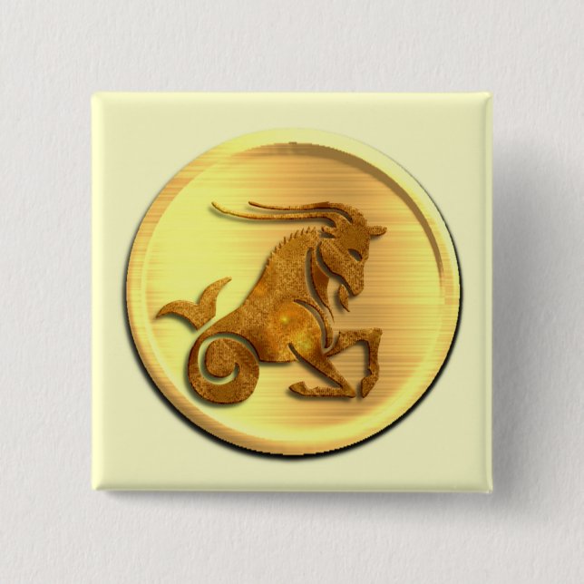 Capricorn Zodiac Square Pin (Front)