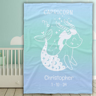 Capricorn Zodiac Star Name Birthdate Blue Baby Fleece Blanket