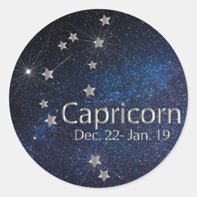 Capricorn - Zodiac Star Sign Classic Round Sticker (Front)