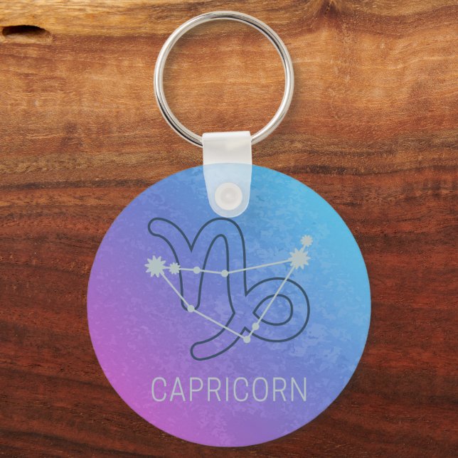 Capricorn Zodiac Star Sign Horoscope Constellation Key Ring (Front)