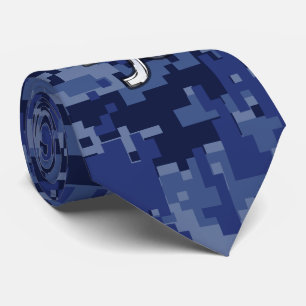 Capricorn Zodiac Symbol Blue Digital Camouflage Tie