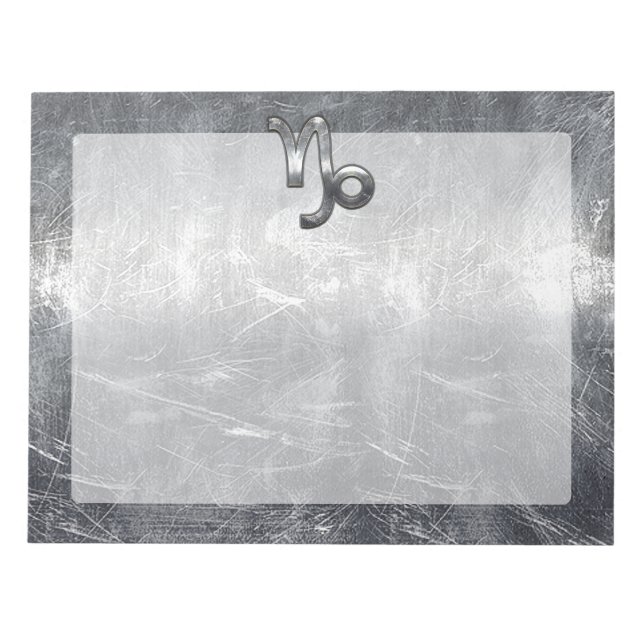 Capricorn Zodiac Symbol Distressed Steel Decor Notepad (Front)