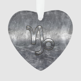 Capricorn Zodiac Symbol Distressed Steel Decor Ornament