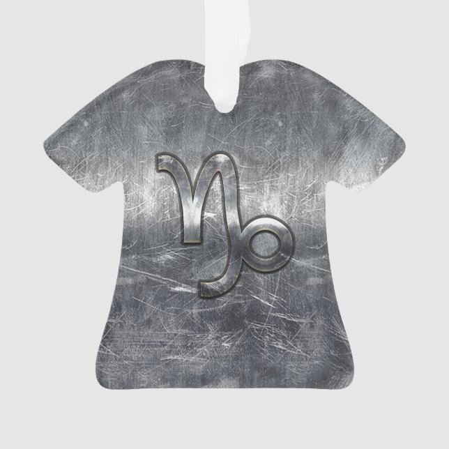 Capricorn Zodiac Symbol Distressed Steel Decor Ornament (Front)