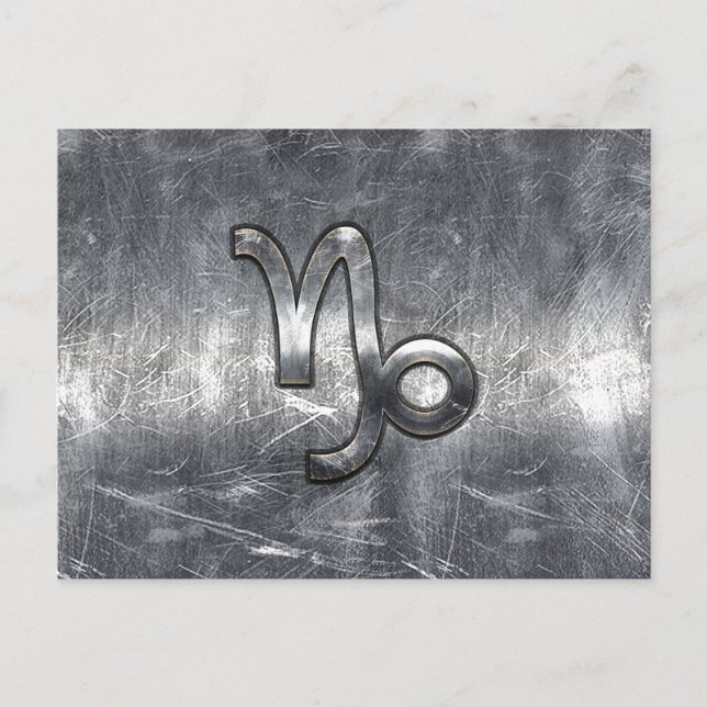 Capricorn Zodiac Symbol Distressed Steel Decor Postcard (Front)