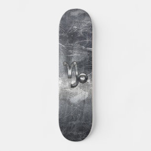 Capricorn Zodiac Symbol Distressed Steel Decor Skateboard