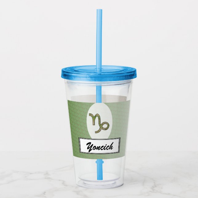 Capricorn Zodiac Symbol Element by K Yoncich Acrylic Tumbler (Front)