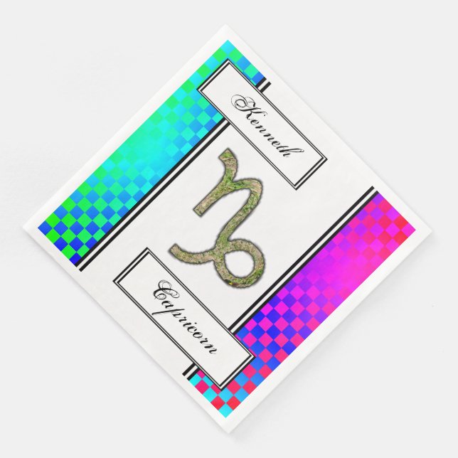 Capricorn Zodiac Symbol Element by K Yoncich Napkin (Corner)