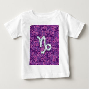 Capricorn Zodiac Symbol Fuchsia Digital Camouflage Baby T-Shirt