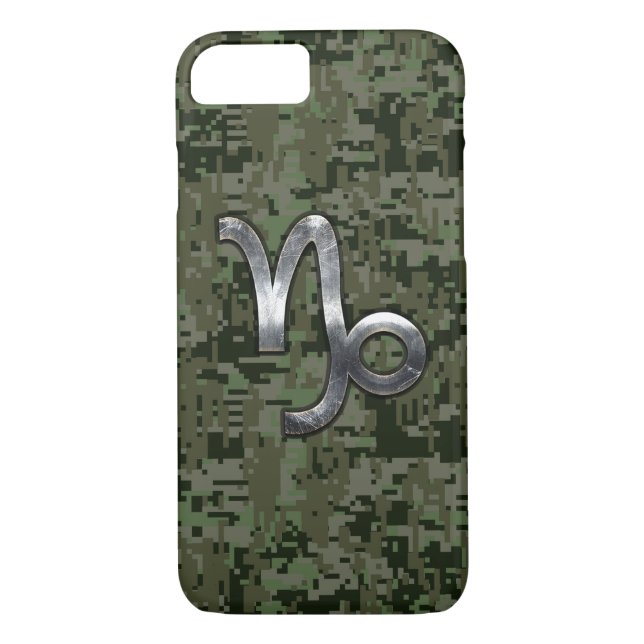 Capricorn Zodiac Symbol Green Digital Camouflage Case-Mate iPhone Case (Back)