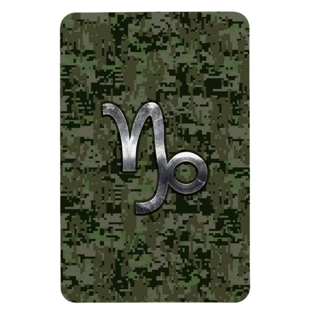 Capricorn Zodiac Symbol Green Digital Camouflage Magnet (Vertical)
